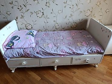 детские односпальные кроватки: Для девочки и мальчика, Б/у, Кровать, Без подъемного механизма, Без матраса, С выдвижными ящиками — 2