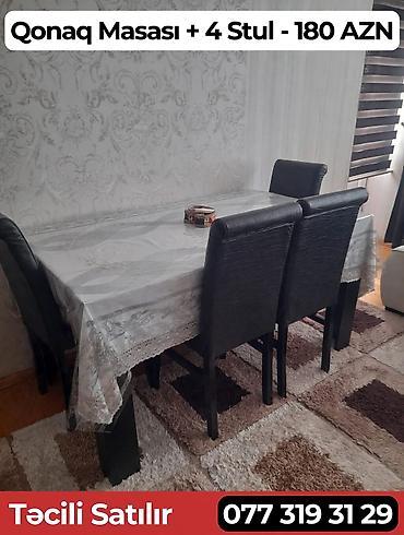 tek stolar: Mebel dəsti satılır:SÖKÜLÜ HAZİR VEZYETDEDİ - Qonaq masası + 4 ədəd — 1