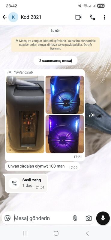 Mikrofonlar: Kalonka 100 azn satilir‼️unvan xirdalan kod2821 sekine
