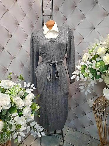 Haljine: Pleteni ženski komplet-haljina - Model: pripijena pletena haljina do — 7