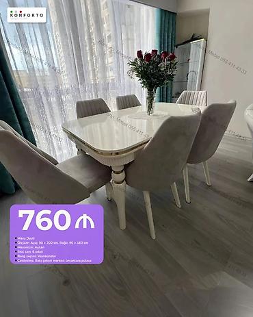 Masa dəsti – açılan mexanizmli - Masa ölçüləri: bağlı 90×160 sm, açıq