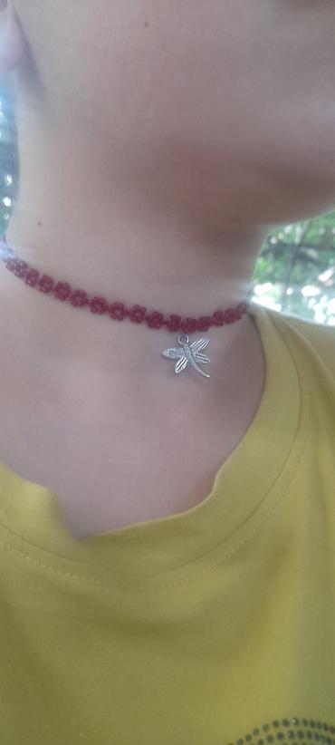 muncuqdan sumka: Əl işi aksesuarlar dəsti - Boğazlıq (choker): xırda qırmızı — 2