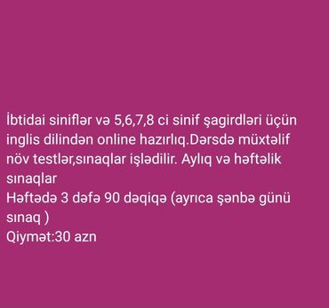 Xarici dil kursları: Məktəbəqədər və ibtidai sinif hazırlığı, Onlayn