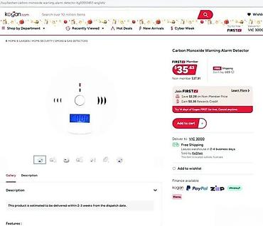 Ostali merni alati: Detektor ugljen-monoksida sa alarmom i LCD ekranom - Baterijski — 2