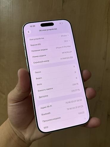 ipnone 13: IPhone 17 Pro Max, Новый, 256 ГБ, Серебристый, Зарядное устройство, Защитное стекло, Чехол, 100 % — 2