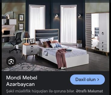 mekteb mebeli: Oğlan və qız üçün, Yeni, Çarpayı, Matras ilə