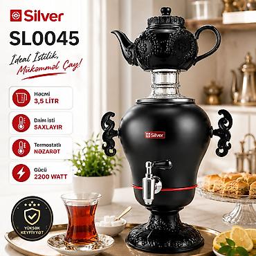 Все для дома и сада: №: 5063 Məhsulun adı: Samovar Silver SL-0045, 3.5 l, 2200 W, qara — 1