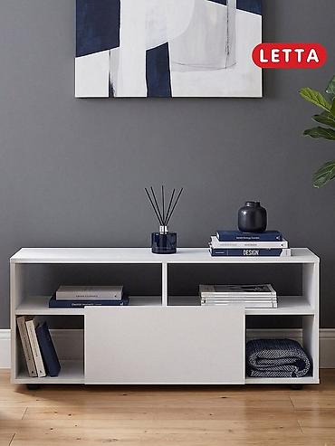 стол для телевизор: Тумба ТВ/консоль LETTA, современный минимализм - Цвет: белый матовый — 4