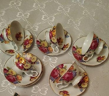 bənovşə gulu: Çay dəsti, rəng - Qızılı, Keramika — 1