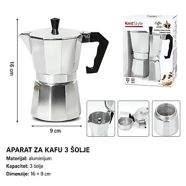 Džezva za 3 šolje, srebrna 5404556-A Kmt Style džezva/italijanska