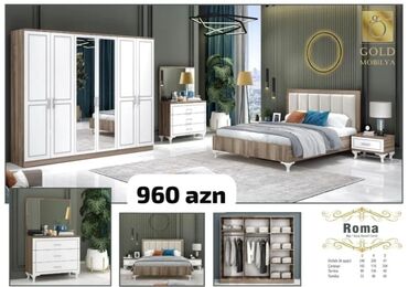 Yataq otağı dəstləri: İkinəfərlik çarpayı, Dolab, Termo, 2 tumba, Azərbaycan, Yeni — 8