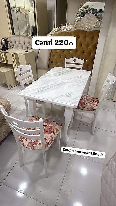 Masa dəsti satılır 220₼. 4 oturcağı var. 115×70. Ünvan