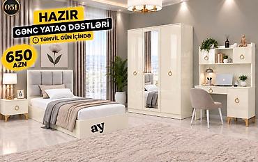 ucuz mebeler: Hazır Gənc Yataq Dəsti - Qiymət: 650 AZN - Təhvil: Gün içində Dəst — 1