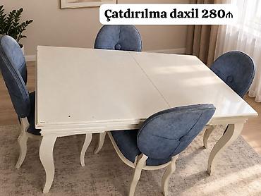 Təcili: Açılan masa dəsti - Komplekt: açılan yemək masası + 4 ədəd