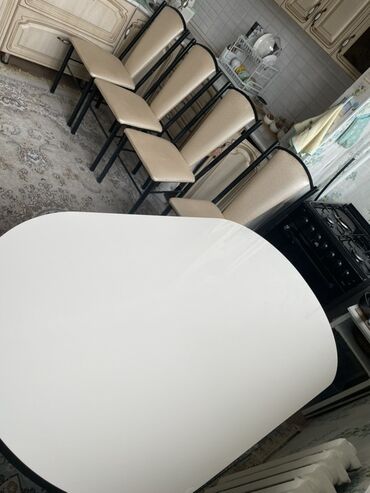 современные кухонные столы: Кухонный стол и стул, Новый, цвет - Белый