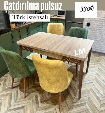 Masa və oturacaq dəstləri: Masa + 4 Stul dəsti 💥 TÜRK FABRİK ENDİRİMLƏ : 330₼ 💃🏻 Yeni və