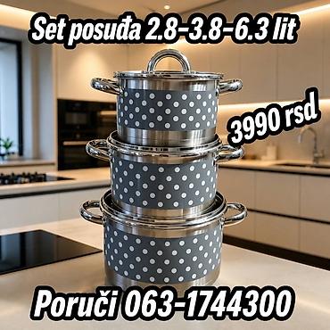 radne cipele patike: Set šerpi sa poklopcima – 3 komada - Zapremina: 2.8 L, 3.8 L i 6.3 L — 1