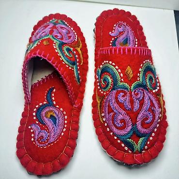 handmade: Домашние тапочки, 37, 37.5, 38, Новый, цвет - Красный, Бесплатная доставка — 3