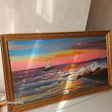 ovcular evi: Günəşin dəniz üzərində batdığı anı əks etdirən bu rəsm əsəri, qumlu — 8