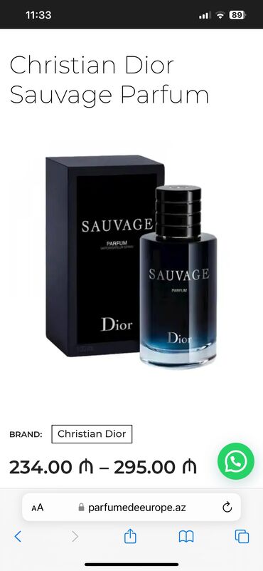 Ətriyyat: Dior Sauvage 60ml parfum satılır . Adore paketində heç açılmayıb