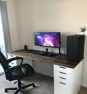 Sifarişlə yazı masaları: Dördbucaq masa, Stulsuz, Polkalı, Siyirməli, Türkiyə, Mat laminat — 7