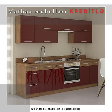 mebelman: Sifarişlə mətbəx dəsti, Özü çəkən petlələr, Sadə laminat, Kredit var, Pulsuz çatdırılma — 5