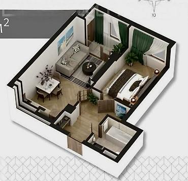 green hills: 1 комната, 47 м², Золотой квадрат 11 этаж — 2