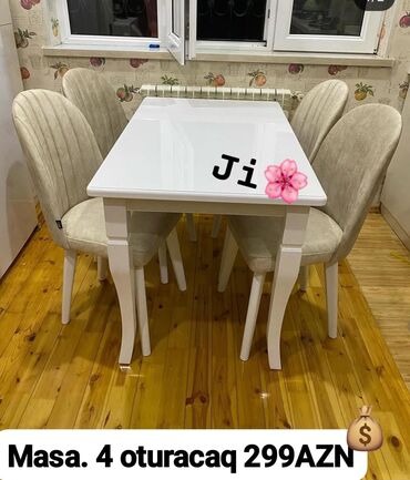 Masa və oturacaq dəstləri: Yeni, 4 stul