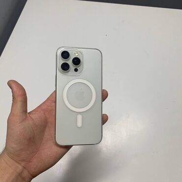 мобильный телефон ош: IPhone 15 Pro Max, Колдонулган, 256 ГБ, White Titanium, 90 %