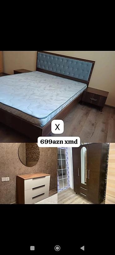 ucuz kamot: Yataq otağı dəsti Tərkibi: - İki nəfərlik çarpayı: yumşaq, düyməli — 1