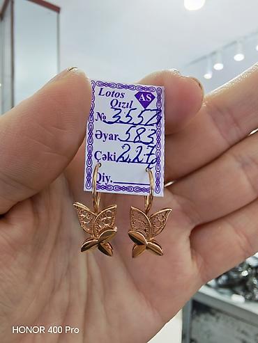 Aksesuarlar: Sırğa, Sarı qızıl, 583 Əyar, 227 g — 2
