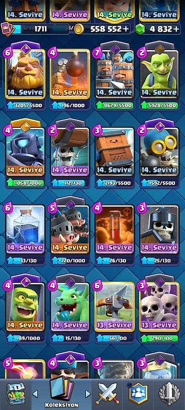 Kolleksiya kartları: Clash Royale hesabı Xüsusiyyətlər - Kral səviyyəsi/kartlar: çoxlu — 3