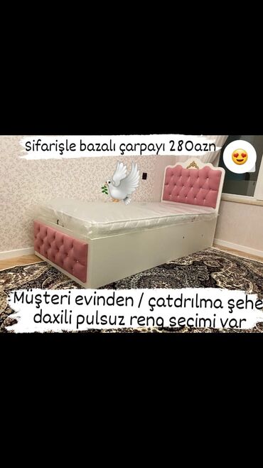 tek yatag: Çarpayı yeni tək nəfərlik yataq otağı mebeli