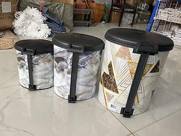 Tullantı qabları: Pedallı zibil qabları dəsti – 3 ölçü Böyük 20 L - 12 Azn Orta 11 L - 9 — 2