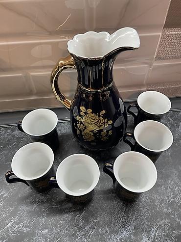 icki: Porcelan süfrə dəsti – qrafa və 6 fincan - Material: yüksək — 4