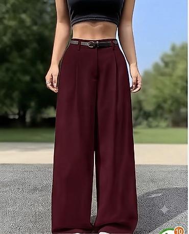 Ölçü xl,Qadın geniş kəsimli şalvar – bordo rəng - Model: Yüksək