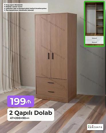 Mebel: 2 qapılı paltar dolabı Ölçü: 47×200×90 sm Qiymət: 199 ₼ — 1