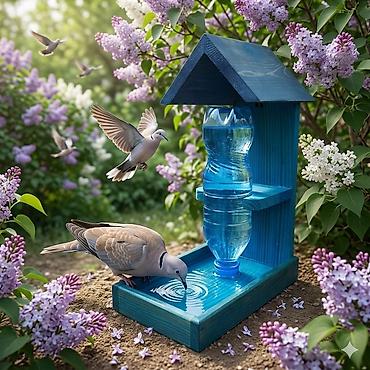 göyercin yuvası: Quşlar üçün hər şey: Yuva, Yem və Su! 🪵💧 ​"Yuvam Wood" təqdim edir — 5