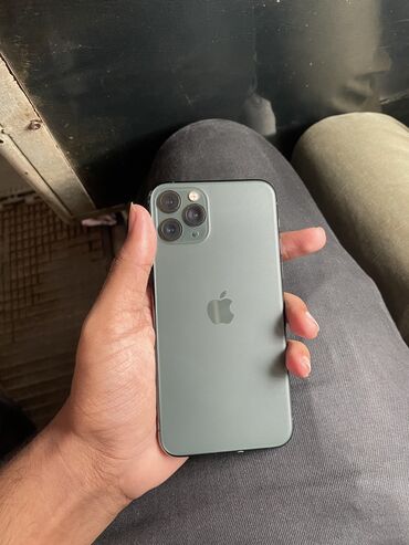 Apple iPhone: IPhone 11 Pro, Б/у, 64 ГБ, Matte Midnight Green, Зарядное устройство, Защитное стекло, Чехол, 94 %