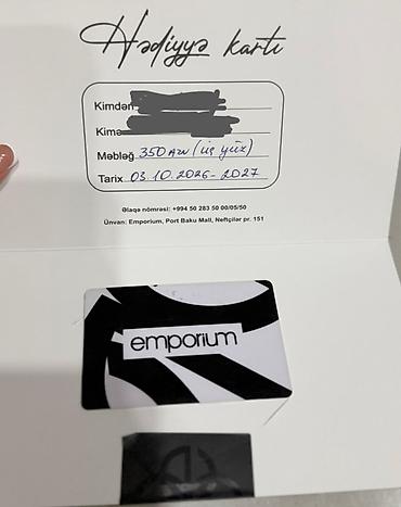 Digər: Emporıumum 350 azınlık hedıyye kartı yenıdır 330 azn satıram — 1