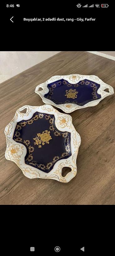 çay servisi: Çay dəsti, rəng - Göy, Farfor — 4