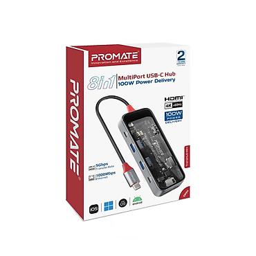 №: 16343 Məhsulun adı: USB hub Promate 8-in-1 Type-C Black Brend