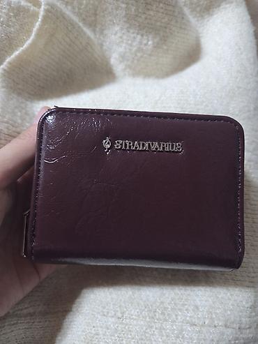 orginal canta: Stradivarius qadın cüzdanı - Rəng: bordo - Material: parlaq — 3