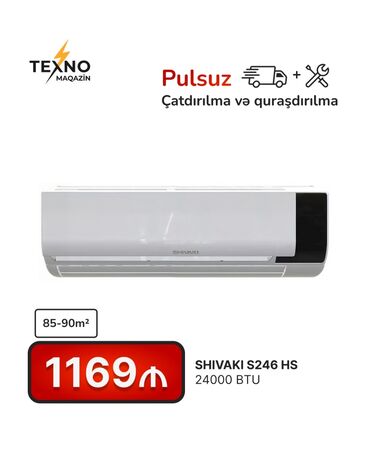 yamaha hs: Kondisioner Shivaki, 85-90 kv. m, Split sistem, Kredit yoxdur, Pulsuz quraşdırılma