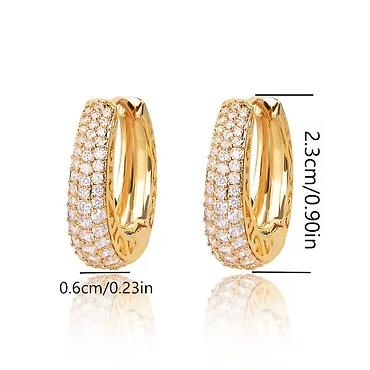 Minđuše: Zlatne minđuše–alke sa pavé cirkonima - Materijal: legura sa zlatnom — 2