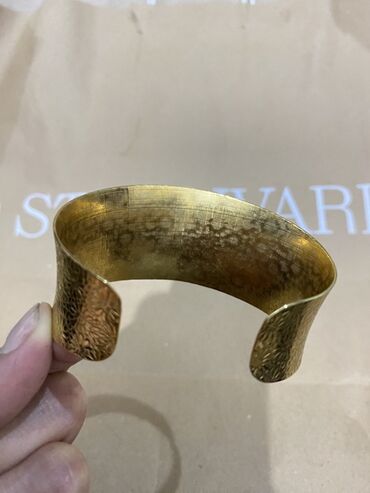 Bijuteriya dəstləri: Qızılı manşet bilərzik + makrame qolbaq seti - Manşet bilərzik: Geniş — 7