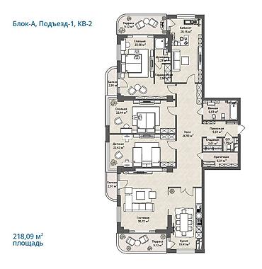 квартиры ортосай: 5 комнат, 218 м², Орто-Сай с. Элитка, 6 этаж, ПСО (под самоотделку) — 6