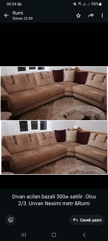 Masa və oturacaq dəstləri: Künc divan