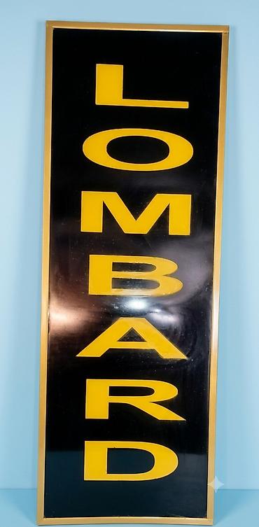reklam cap: Satılır: “LOMBARD” yazılı şaquli vitrin lövhəsi - Dizayn: Qara fon — 1