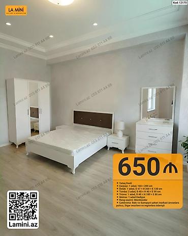 Ev üçün mebel: Yataq Dəsti – Kod: 12170 Komplektə daxildir: - Çarpayı: 1 ədəd, 160 × — 1